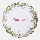 Monogram Rood Kerstmis Groene foto Klassieke Ronde Ornament Kaart (Achterkant)