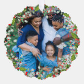 Monogram Rood Kerstmis Groene foto Klassieke Ronde Ornament Kaart (Voorkant)