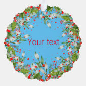 Monogram Rood Kerstmis hemelsblauw Klassieke Ronde Ornament Kaart (Achterkant)