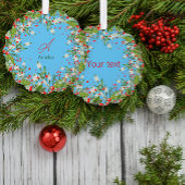 Monogram Rood Kerstmis hemelsblauw Klassieke Ronde Ornament Kaart