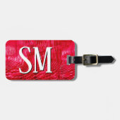 Monogram rood kunstleder bagagelabel (Voorkant horizontaal)