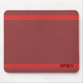 Monogram rood leder look muismat (Voorkant)