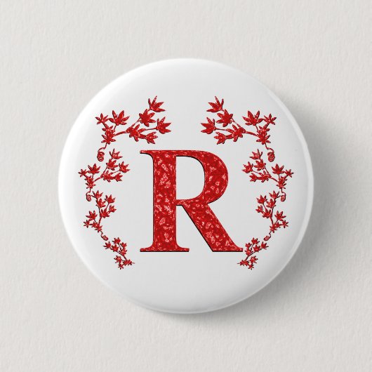 Monogram Rood leder Ronde Button 5,7 Cm (Voorkant)