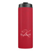 Monogram rood leder thermosbeker (Voorkant)