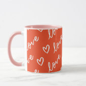 Monogram rood liefde hart patroon mok (Links)