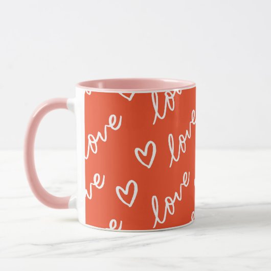Monogram rood liefde hart patroon mok (Links)
