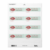 Monogram rood met blauwe feestdagen etiket (Full Sheet)