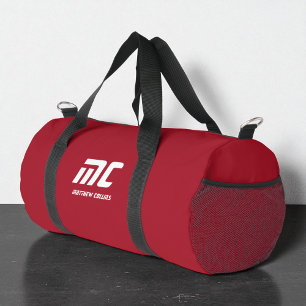 Monogram Rood Minimalistisch Wit Naam Maatwerk voo Plunjezak