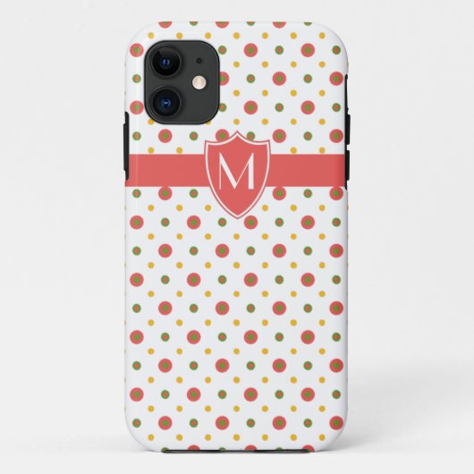 Monogram Rood op Witte Polkas iPhone 5 Xtreme Hoes (Achterkant)