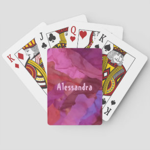 Monogram rood roze abstract streepjespatroon girly pokerkaarten