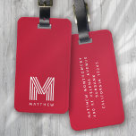 Monogram Rood Stijlvol Modern Minimalistisch Bagagelabel<br><div class="desc">Een vet monogram ontwerp</div>