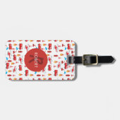 Monogram Rood Transport Fire Truck Engine Bagagelabel (Voorkant horizontaal)