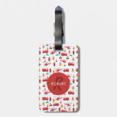 Monogram Rood Transport Fire Truck Engine Bagagelabel (Achterkant verticaal)