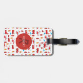 Monogram Rood Transport Fire Truck Engine Bagagelabel (Achterkant horizontaal)