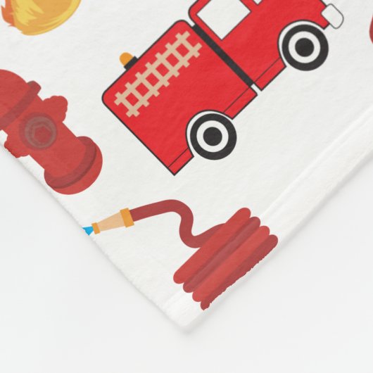 Monogram Rood Transport Fire Truck Engine Fleece Deken (Hoek)