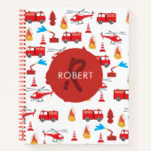 Monogram Rood Transport Fire Truck Engine Notitieboek (Voorkant)