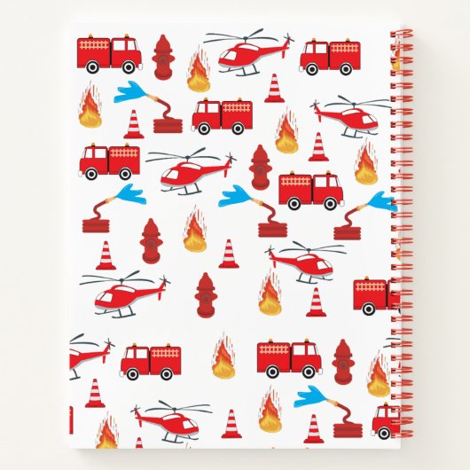 Monogram Rood Transport Fire Truck Engine Notitieboek (Achterkant)