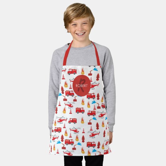 Monogram Rood Transport Fire Truck Engine Schort (Gedragen)