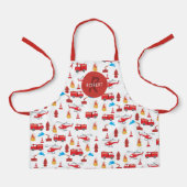 Monogram Rood Transport Fire Truck Engine Schort (Voorkant)