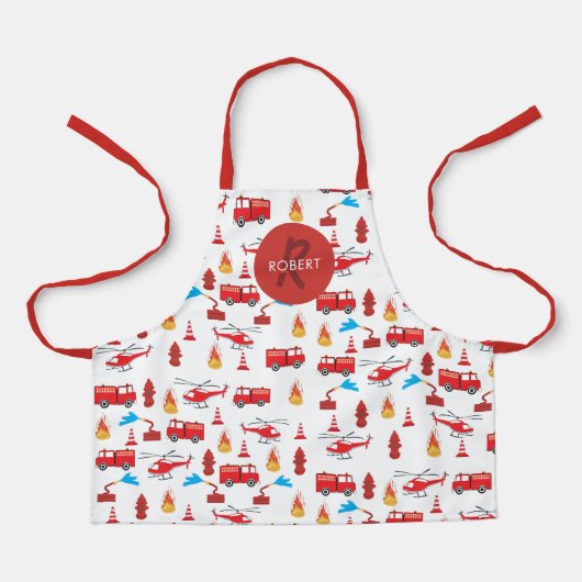 Monogram Rood Transport Fire Truck Engine Schort (Voorkant)