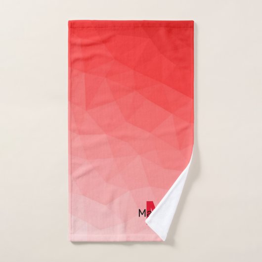 Monogram rood verloop geometrisch maaspatroon bad handdoek (Handdoek)