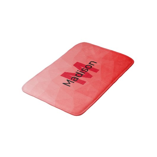 Monogram rood verloop geometrisch maaspatroon badmat (Gekanteld)