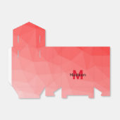 Monogram rood verloop geometrisch maaspatroon bedankdoosjes (Uitgevouwen)