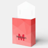 Monogram rood verloop geometrisch maaspatroon bedankdoosjes (Geopend)