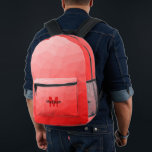 Monogram rood verloop geometrisch maaspatroon bedrukte rugzak<br><div class="desc">Rode gradiënt geometrische mesh patroon Monogram gedrukte rugzak. Cool mode accessoire tas voor iedereen. Rode driehoek geometrische mesh met licht tot donker ombre gradiënt ontwerp. Creëer Een unieke en gepersonaliseerde rugzak met een custom touch! Modern monogram met je initiaal en jouw naam voor die extra persoonlijke flair.</div>