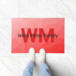 Monogram rood verloop geometrisch maaspatroon deurmat