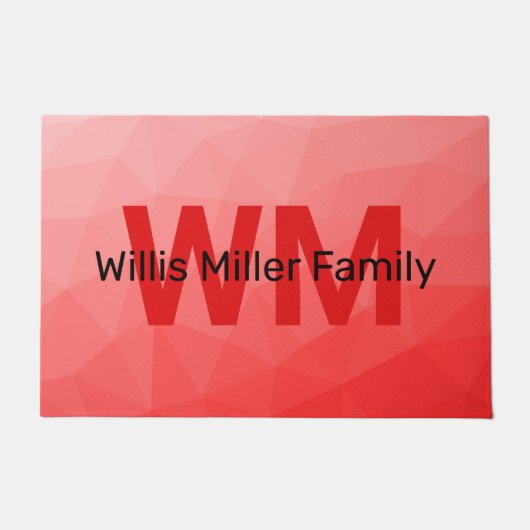 Monogram rood verloop geometrisch maaspatroon deurmat (Voorkant)