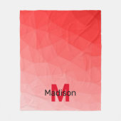 Monogram rood verloop geometrisch maaspatroon fleece deken (Voorkant)