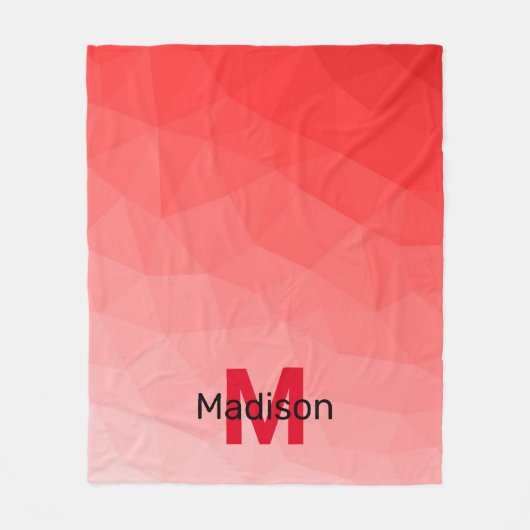 Monogram rood verloop geometrisch maaspatroon fleece deken (Voorkant)
