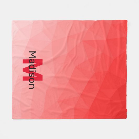 Monogram rood verloop geometrisch maaspatroon fleece deken (Voorkant (Horizontaal))