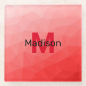 Monogram rood verloop geometrisch maaspatroon glazen onderzetter (Voorkant)