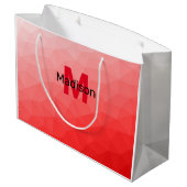 Monogram rood verloop geometrisch maaspatroon groot cadeauzakje (Achterkant Gekanteld)