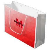 Monogram rood verloop geometrisch maaspatroon groot cadeauzakje (Voorkant Gekanteld)