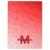 Monogram rood verloop geometrisch maaspatroon klembord (Achterkant)