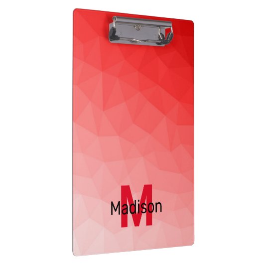 Monogram rood verloop geometrisch maaspatroon klembord (Rechts)