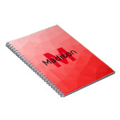 Monogram rood verloop geometrisch maaspatroon notitieboek (Rechterzijde)