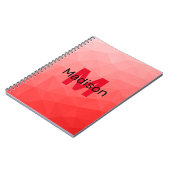 Monogram rood verloop geometrisch maaspatroon notitieboek (Linkerzijde)