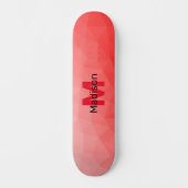 Monogram rood verloop geometrisch maaspatroon persoonlijk skateboard (Voorkant)