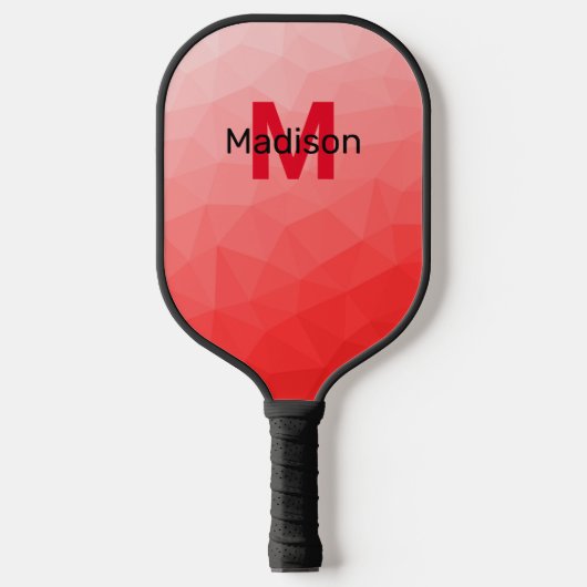 Monogram rood verloop geometrisch maaspatroon pickleball paddle (Voorkant)