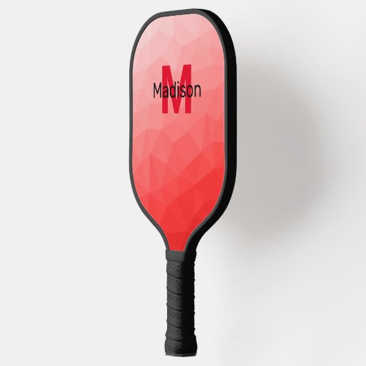 Monogram rood verloop geometrisch maaspatroon pickleball paddle (Links)