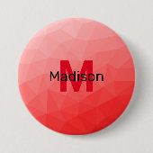 Monogram rood verloop geometrisch maaspatroon ronde button 7,6 cm (Voorkant)