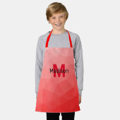 Monogram rood verloop geometrisch maaspatroon schort (Gedragen)