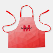 Monogram rood verloop geometrisch maaspatroon schort (Voorkant)