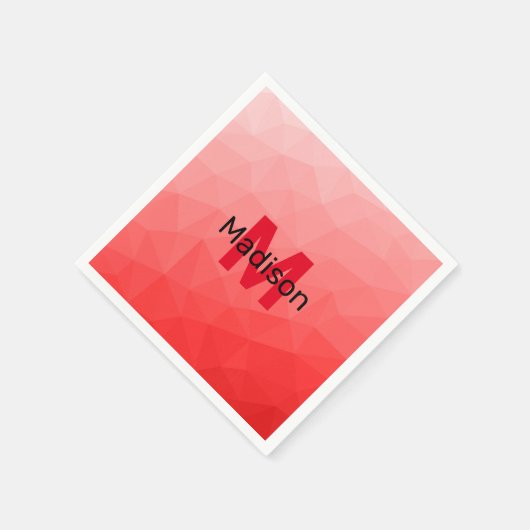 Monogram rood verloop geometrisch maaspatroon servet (Hoek)