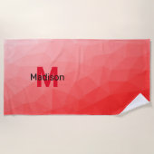 Monogram rood verloop geometrisch maaspatroon strandlaken (Voorkant)