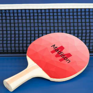 Monogram rood verloop geometrisch maaspatroon tafeltennisbatje